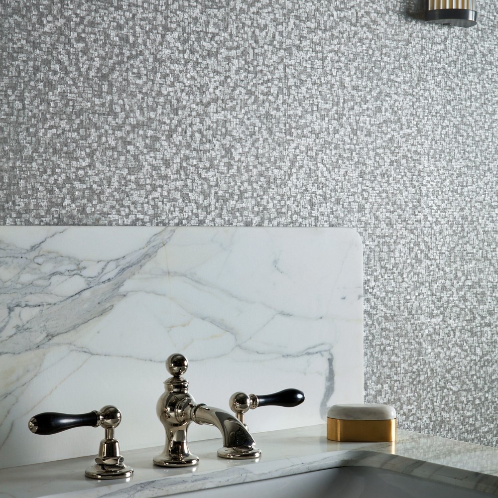 Mosaic Wallpaper 312923 by Zoffany in Zinc Grey